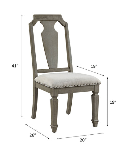 Beige Oak Linen Side Chairs for Dining Room Seating Set
