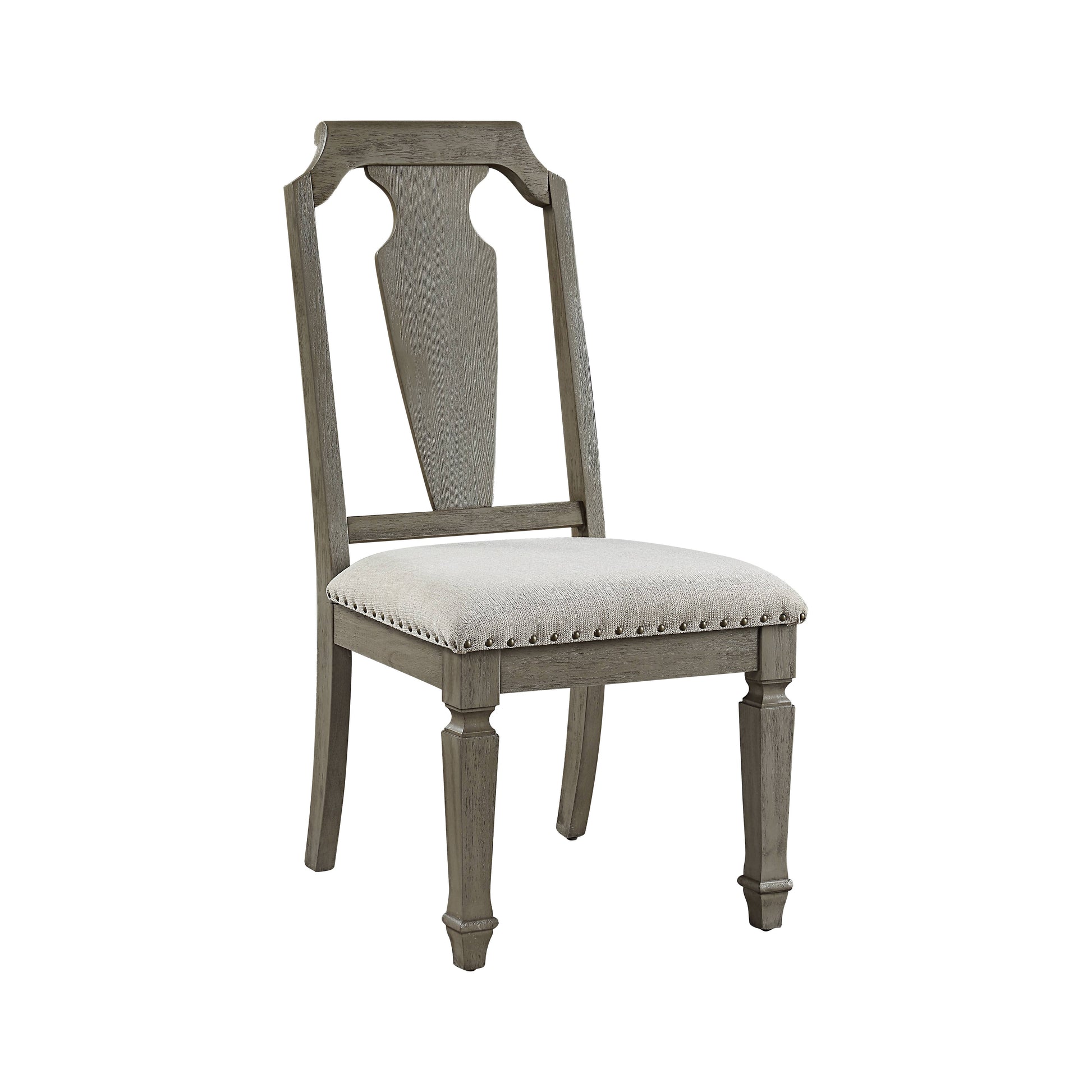 Zumala Beige Linen & Weathered Oak Finish Side Chair (Set of 2)