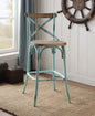 Zaire Antique Turquoise & Antique Oak Finish Bar Chair