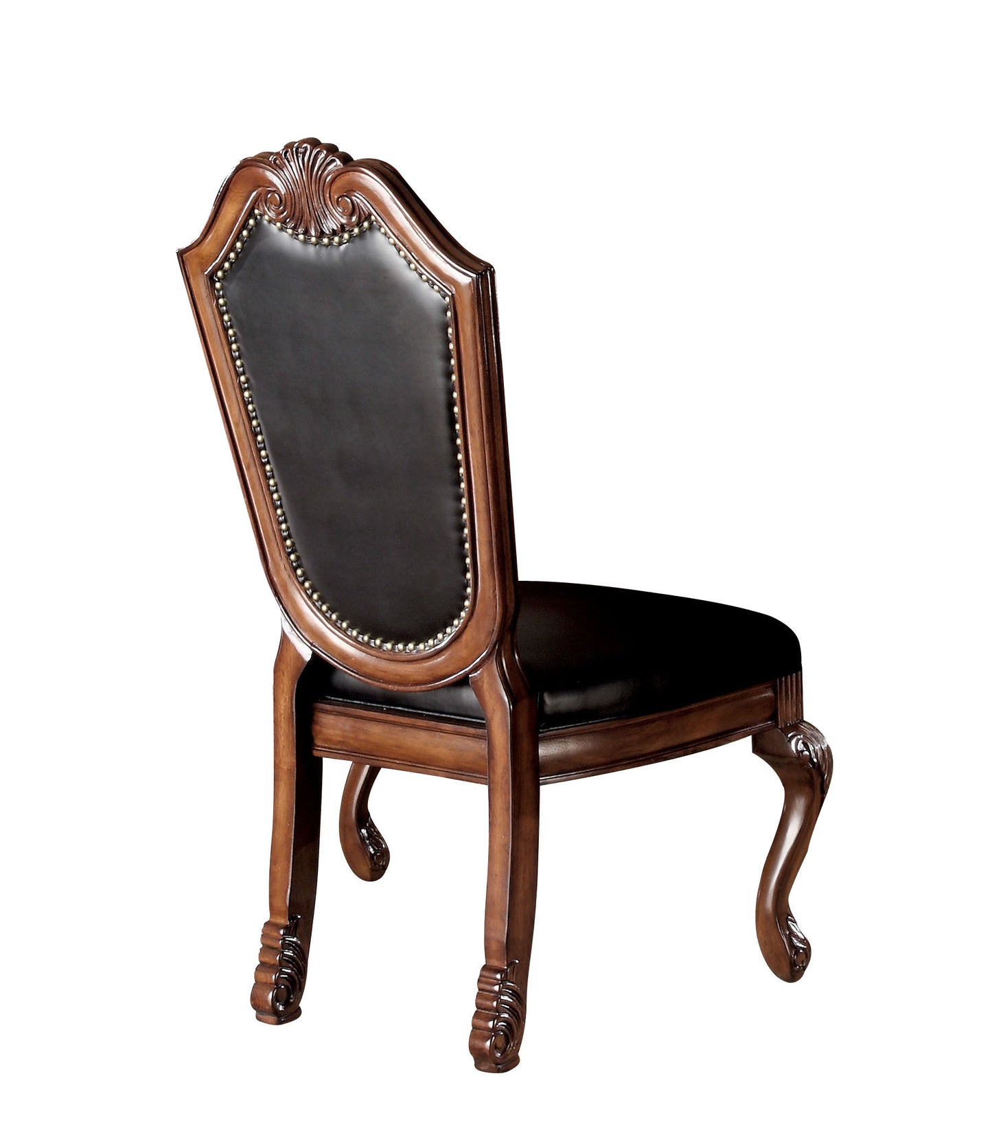 Chateau Black Synthetic Leather & Cherry Finish De Ville Side Chair (Set of 2)