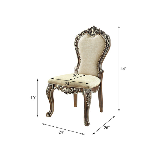 Oak Finish Side Chair - Armless Dining Chair Set of 2