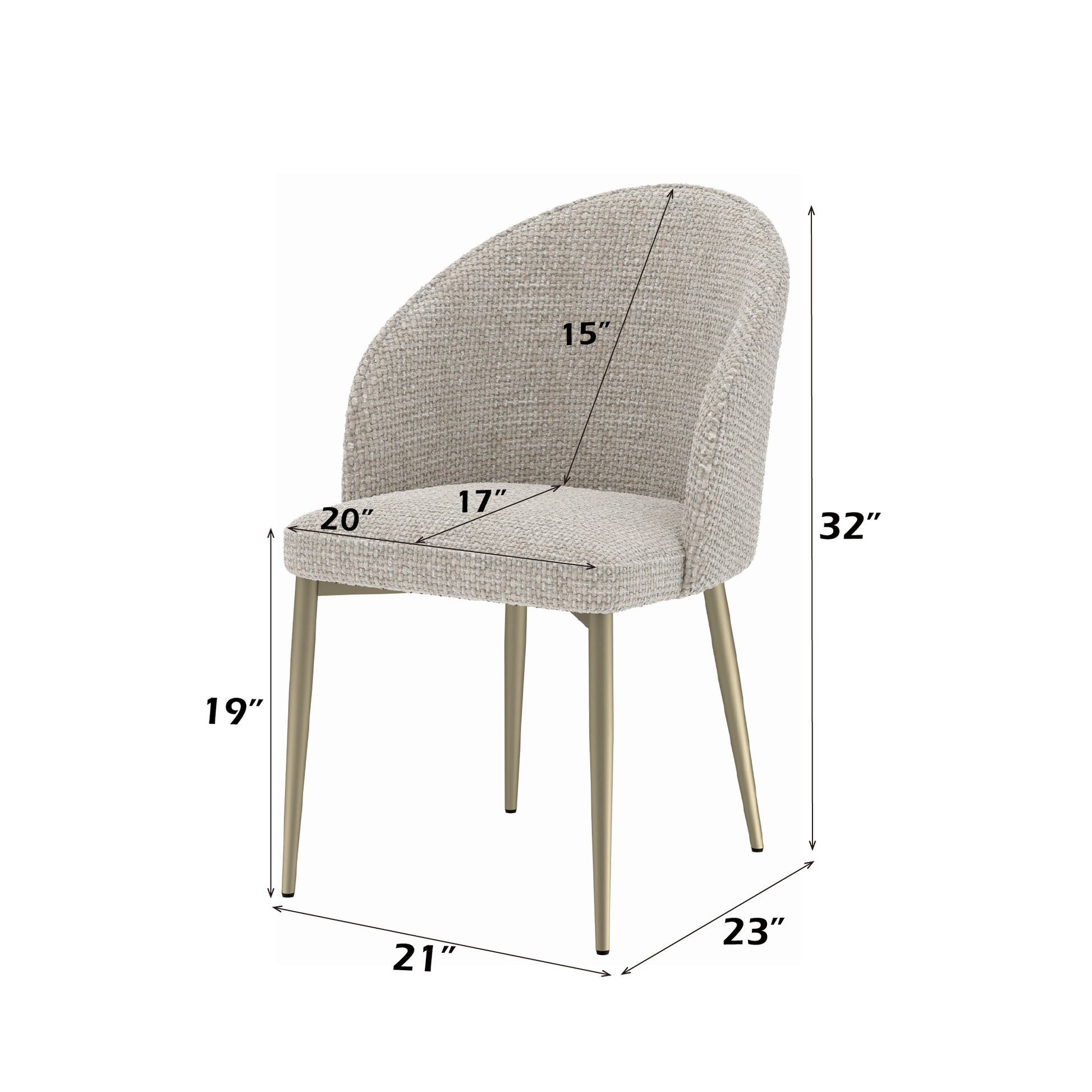 Champagne Fabric Side Chair - Set of 2