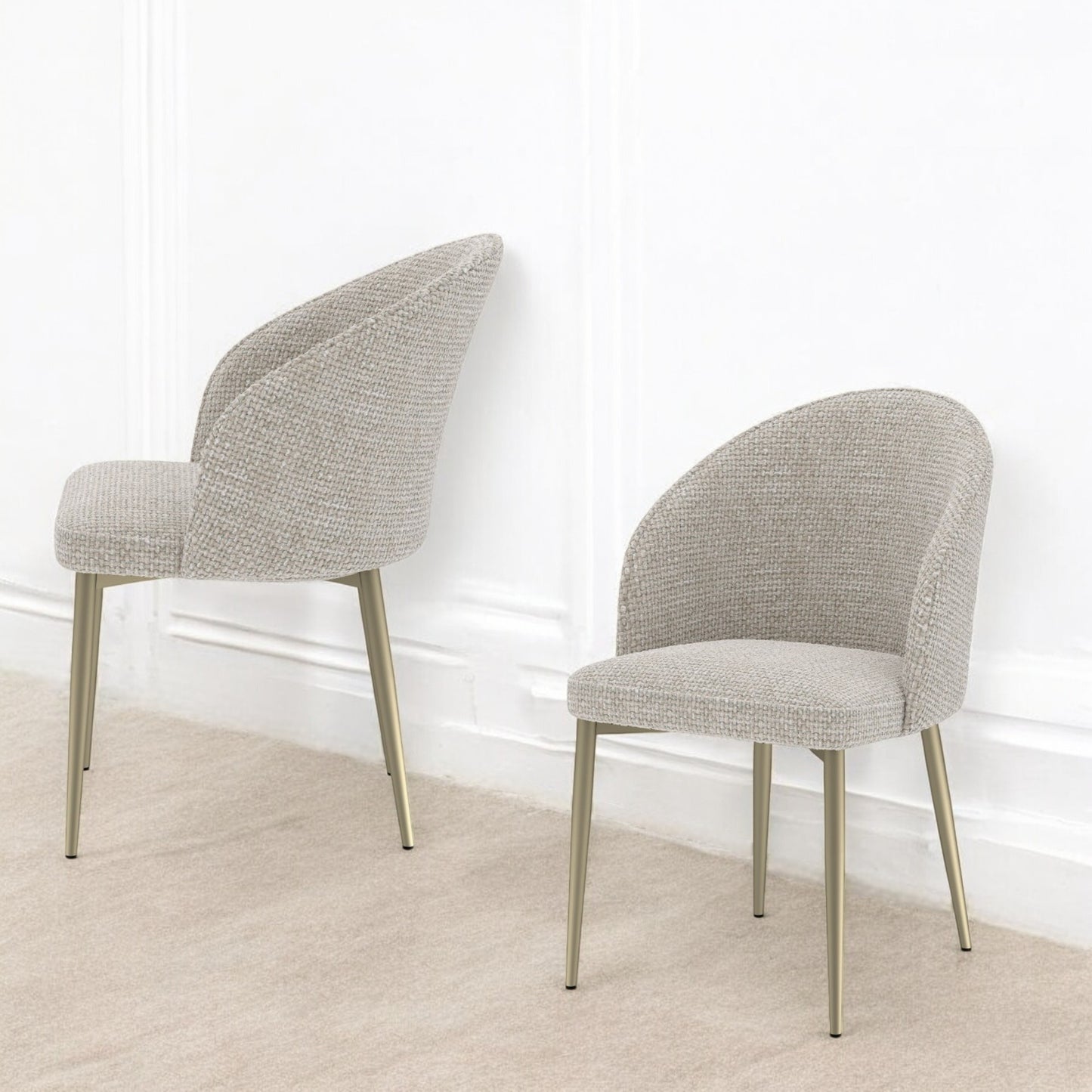 Cora Champagne Fabric Side Chair (Set of 2)