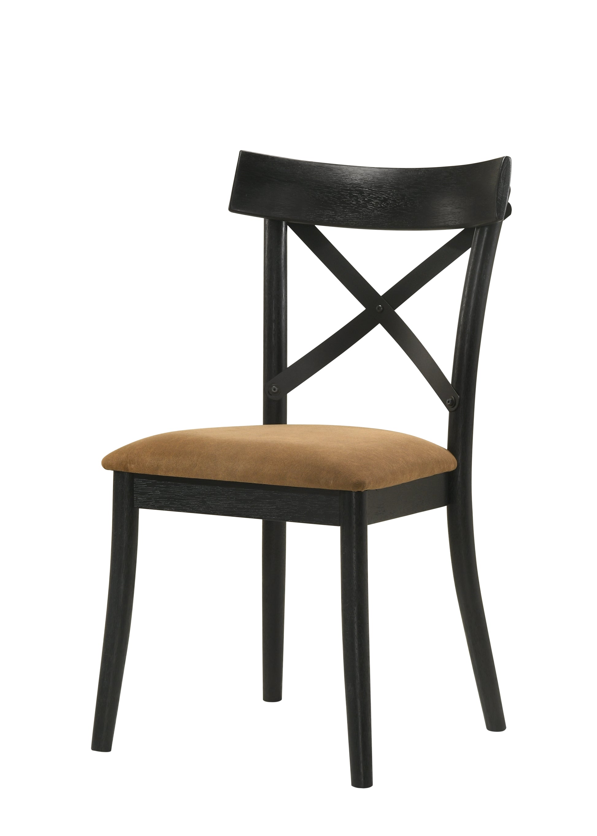 Hillary Brown Leather Aire, Walnut & Black Finish Side Chair (Set of 2)