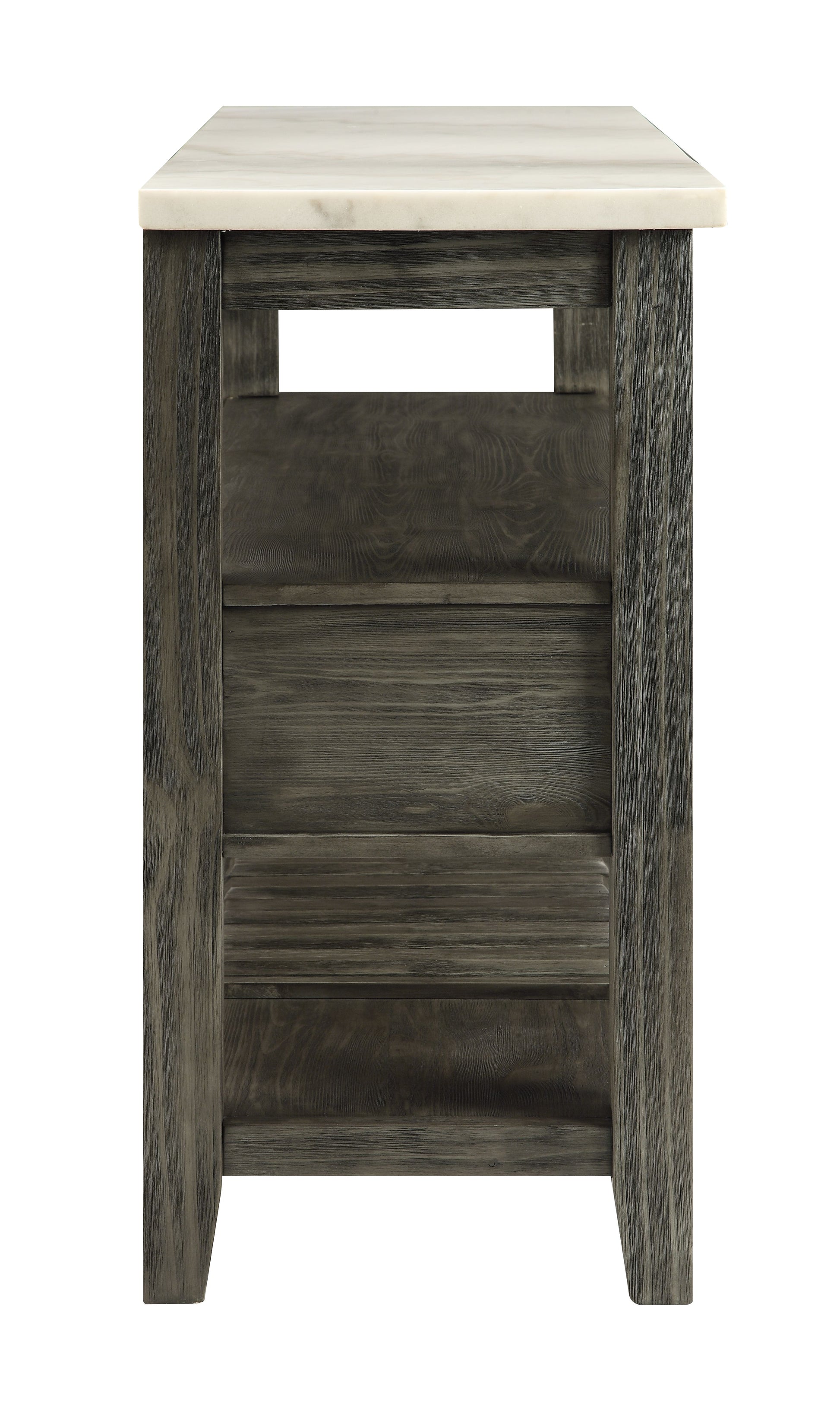 Gray White Marble Dining Server Table with Storage