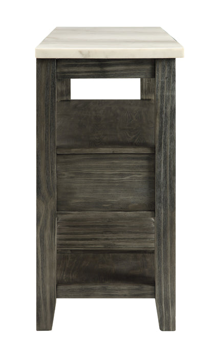 Gray White Marble Dining Server Table with Storage