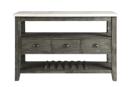Gray White Marble Dining Server Table with Storage