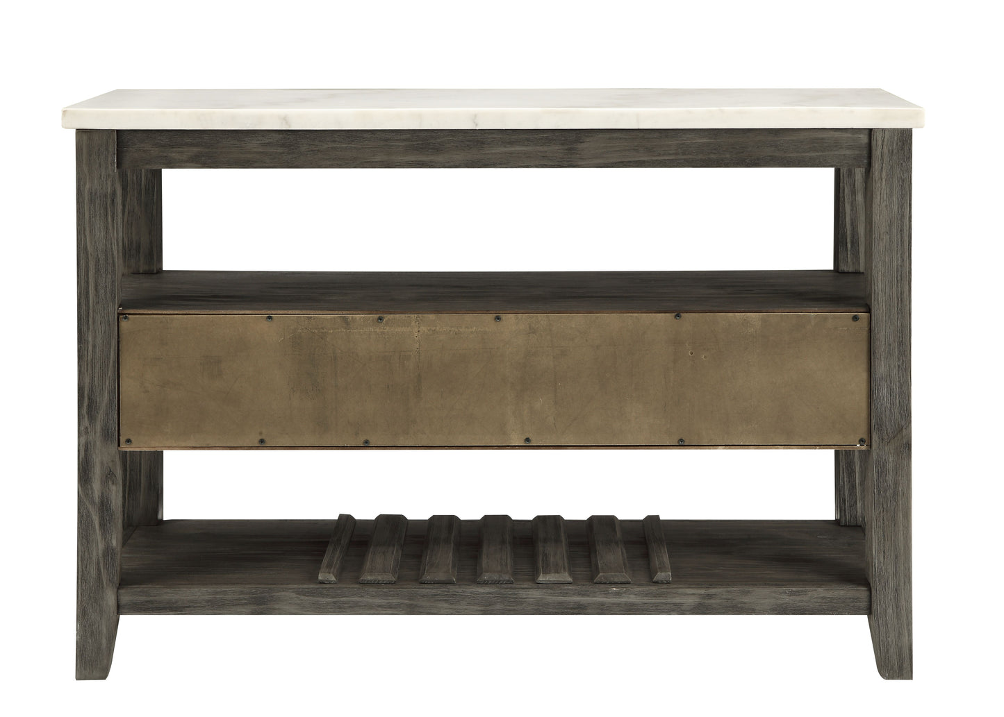 Gray White Marble Dining Server Table with Storage