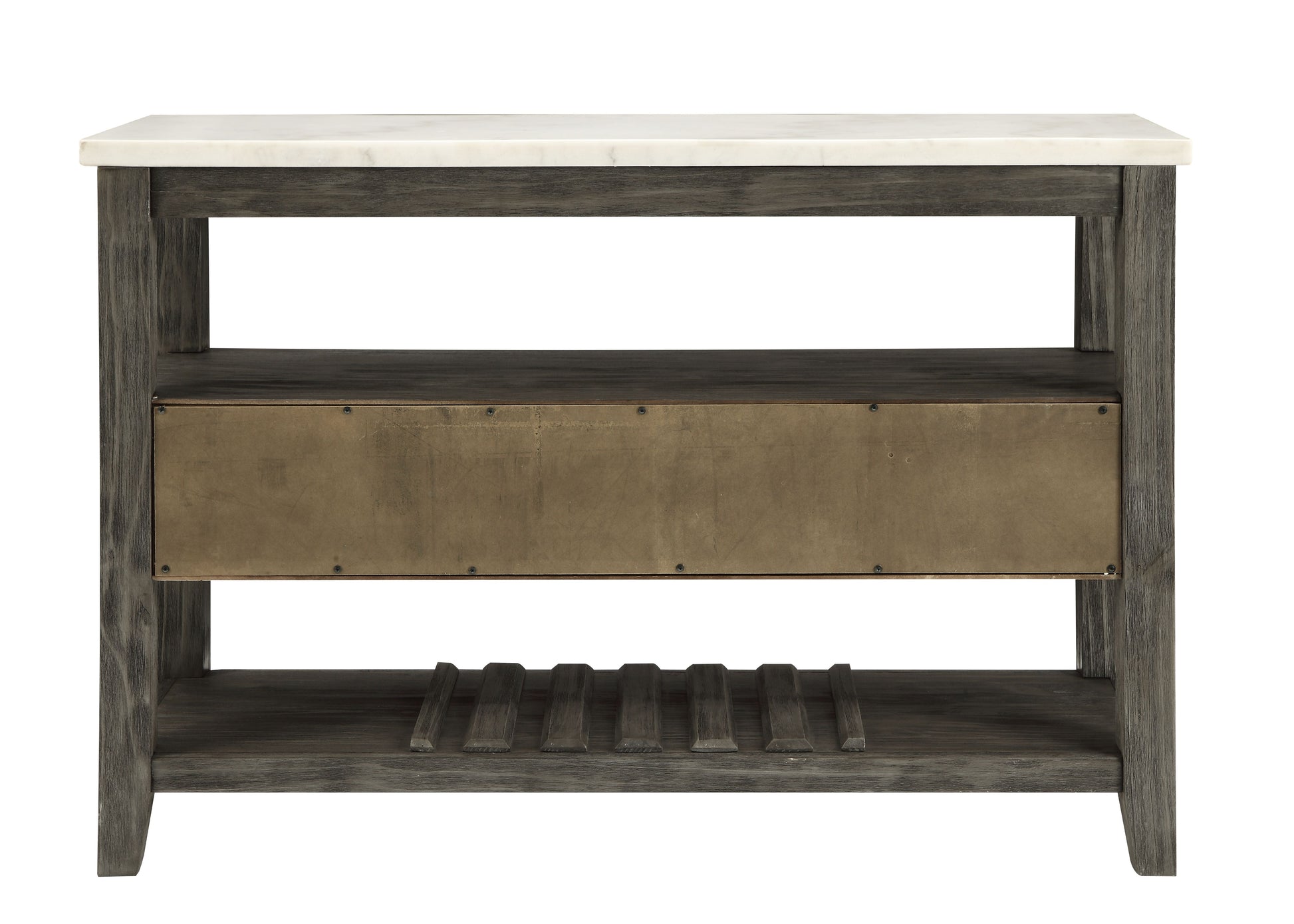 Gray White Marble Dining Server Table with Storage