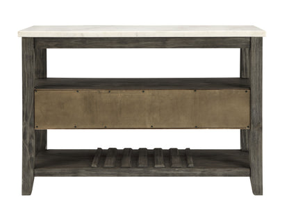 Gray White Marble Dining Server Table with Storage