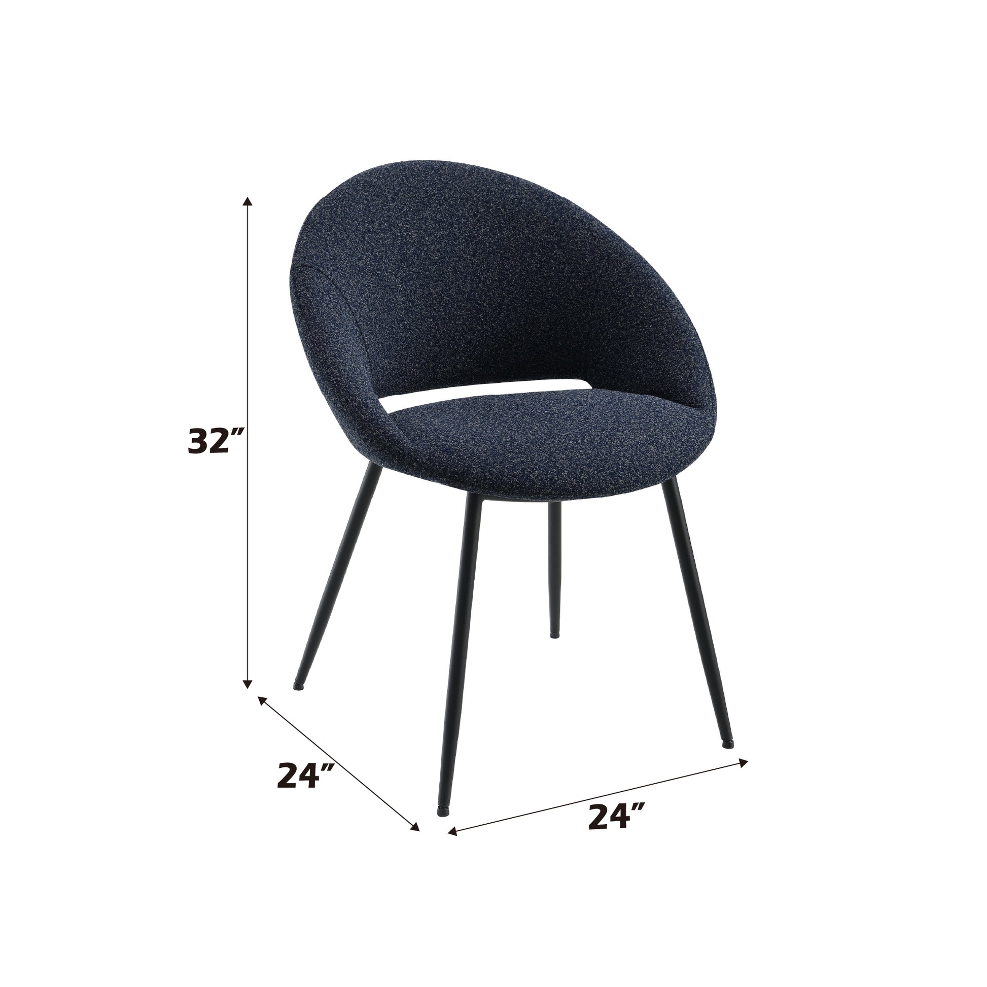 Black Boucle Side Chair - Set of 2 Dining Chairs