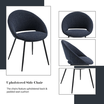 Black Boucle Side Chair - Set of 2 Dining Chairs