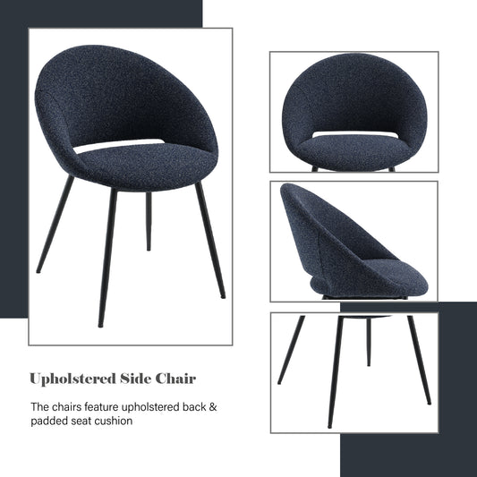 Black Boucle Side Chair - Set of 2 Dining Chairs