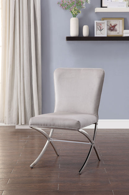 Daire Light Gray Velvet & Chrome Finish Side Chair ( Set of 2)