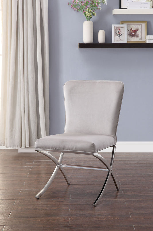 Daire Light Gray Velvet & Chrome Finish Side Chair ( Set of 2)