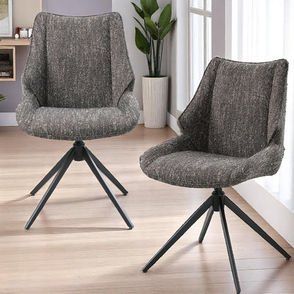 Malika Brown Gray Chenille Side Chair w/Swivel (Set of 2)