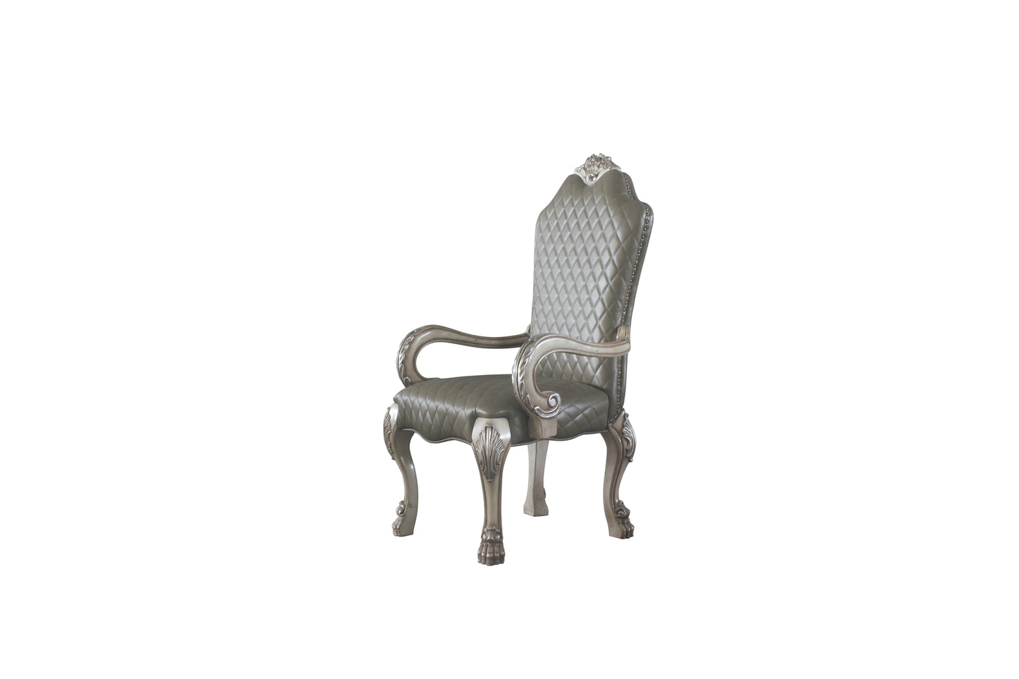 Dresden Synthetic Leather &Vintage Bone White Finish Arm Chair (Set of 2)