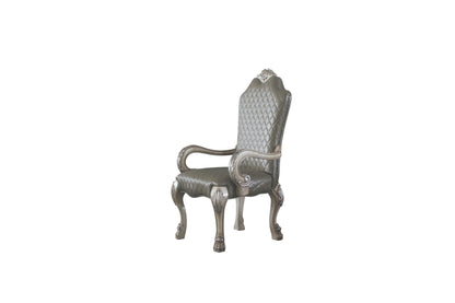 Dresden Synthetic Leather &Vintage Bone White Finish Arm Chair (Set of 2)