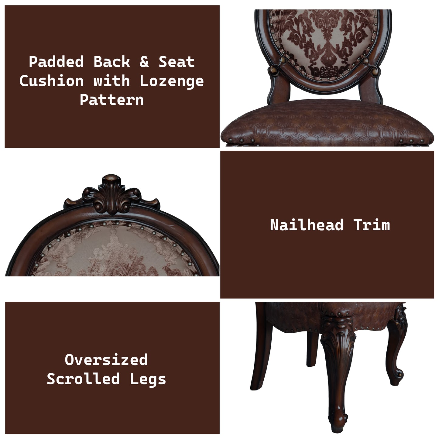 Cherry Synthetic Wood Dining Chairs with Padded Seats