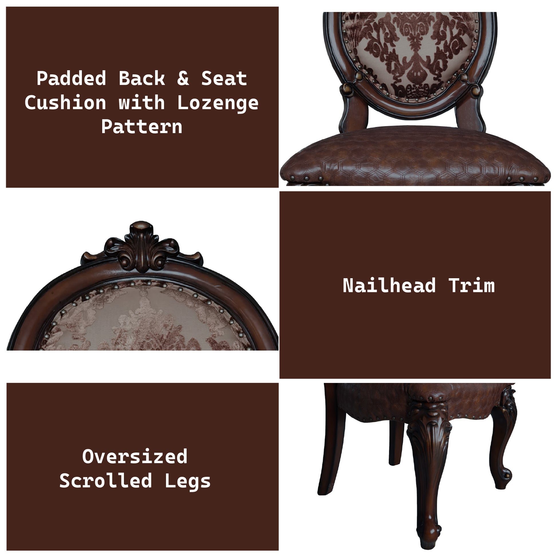 Cherry Synthetic Wood Dining Chairs with Padded Seats