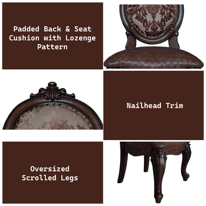 Cherry Synthetic Wood Dining Chairs with Padded Seats