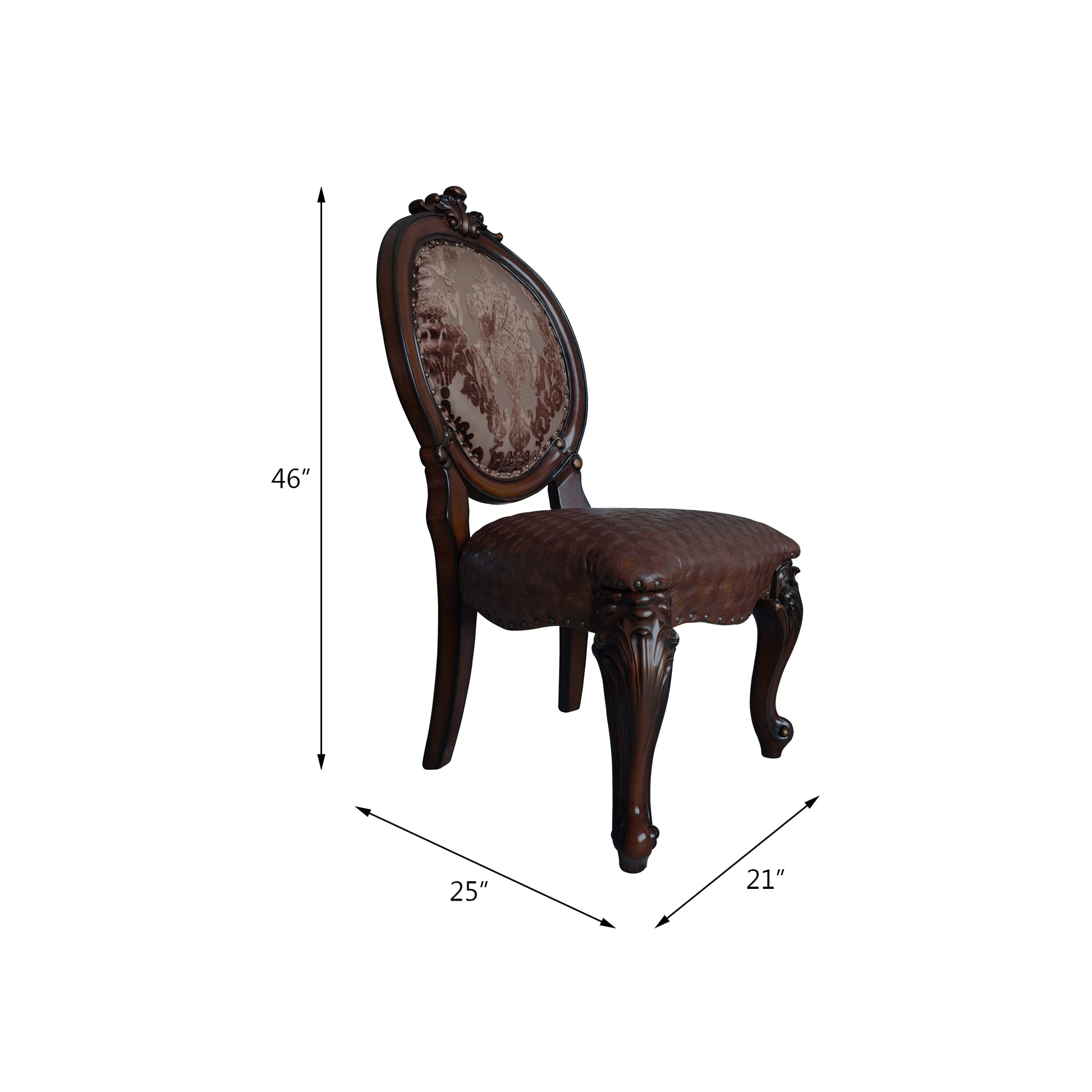Cherry Synthetic Wood Dining Chairs with Padded Seats