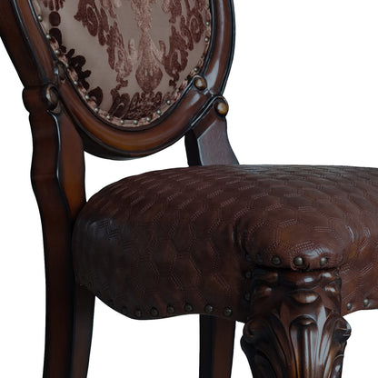 Cherry Synthetic Wood Dining Chairs with Padded Seats