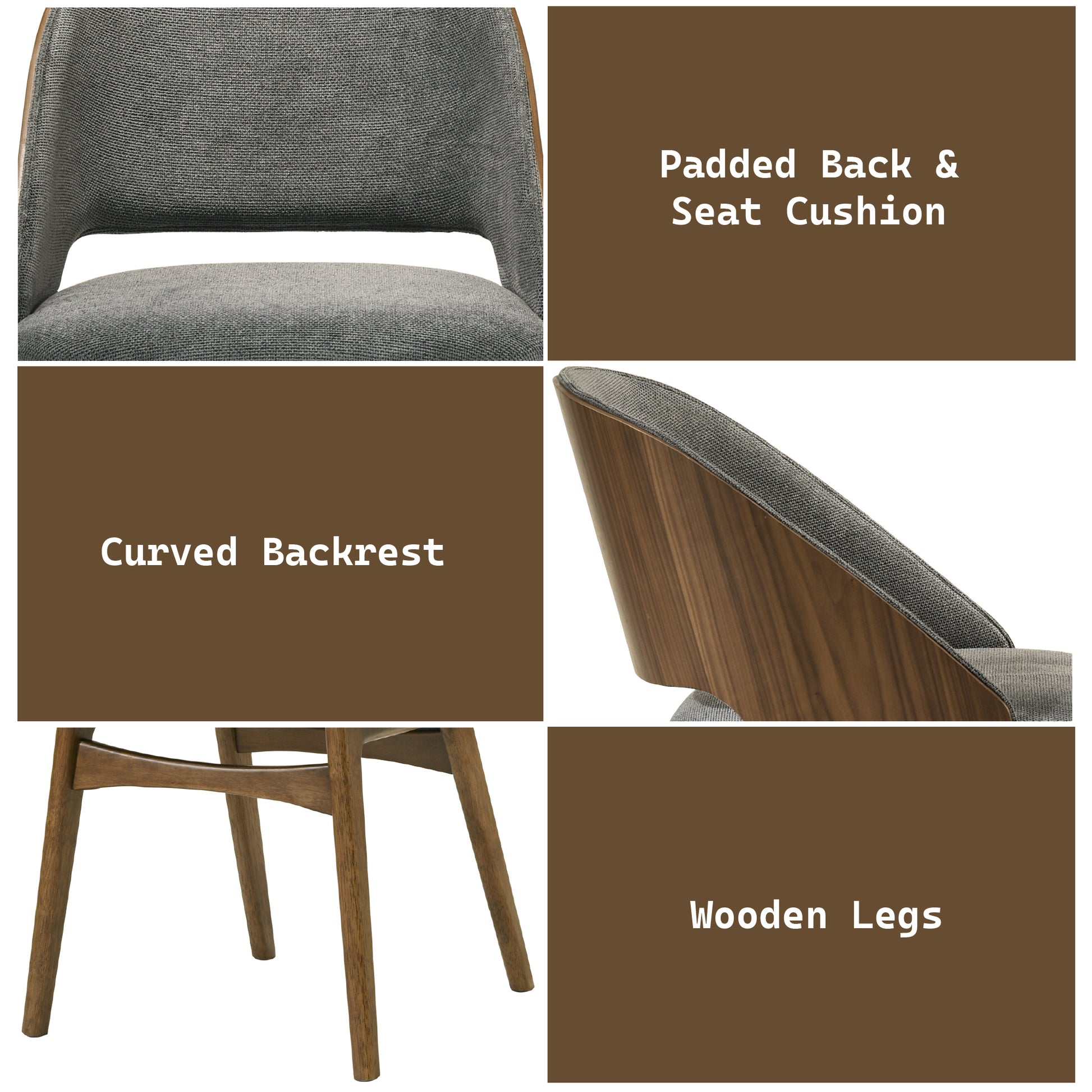 Gray Walnut Side Chairs Set of 2 - Dining Room Seating
