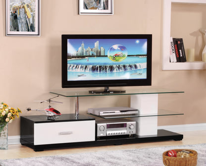 Ivana White & Black TV Stand - 60" Max, Storage Shelves