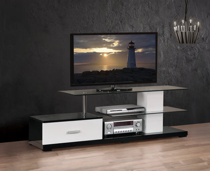 Ivana White & Black TV Stand - 60" Max, Storage Shelves