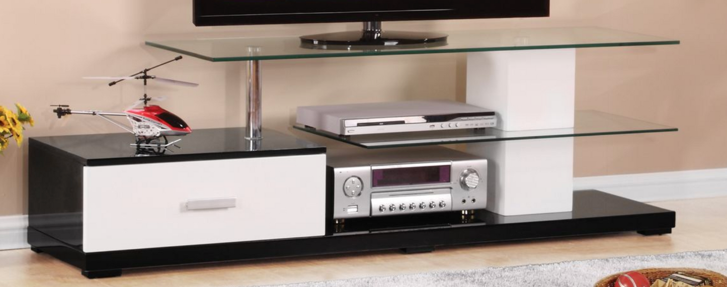 Ivana White & Black TV Stand - 60" Max, Storage Shelves