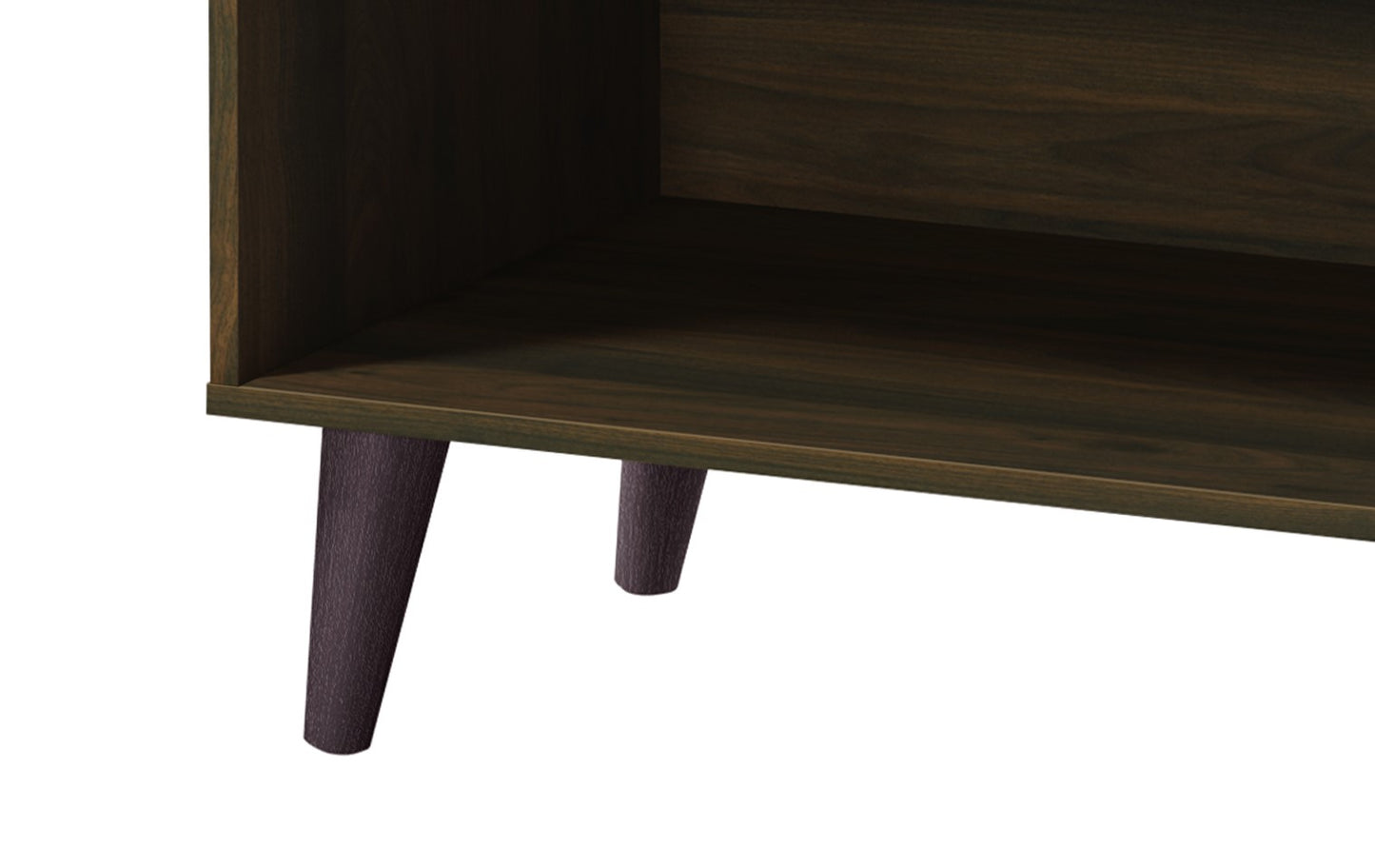 Walnut Wood TV Stand with Storage Shelves & Cabinet for Living Room