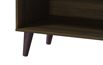 Walnut Wood TV Stand with Storage Shelves & Cabinet for Living Room