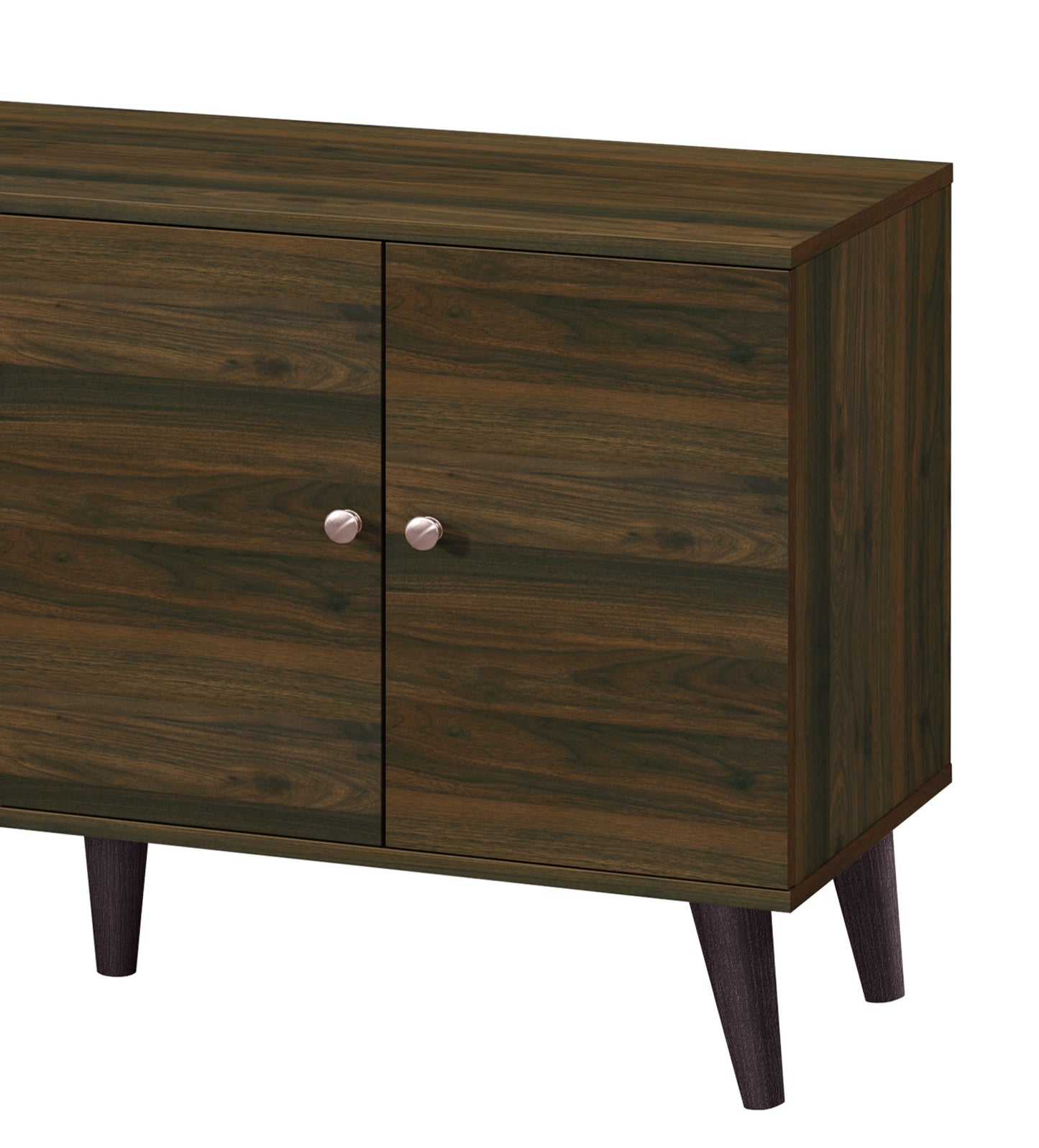 Walnut Wood TV Stand with Storage Shelves & Cabinet for Living Room