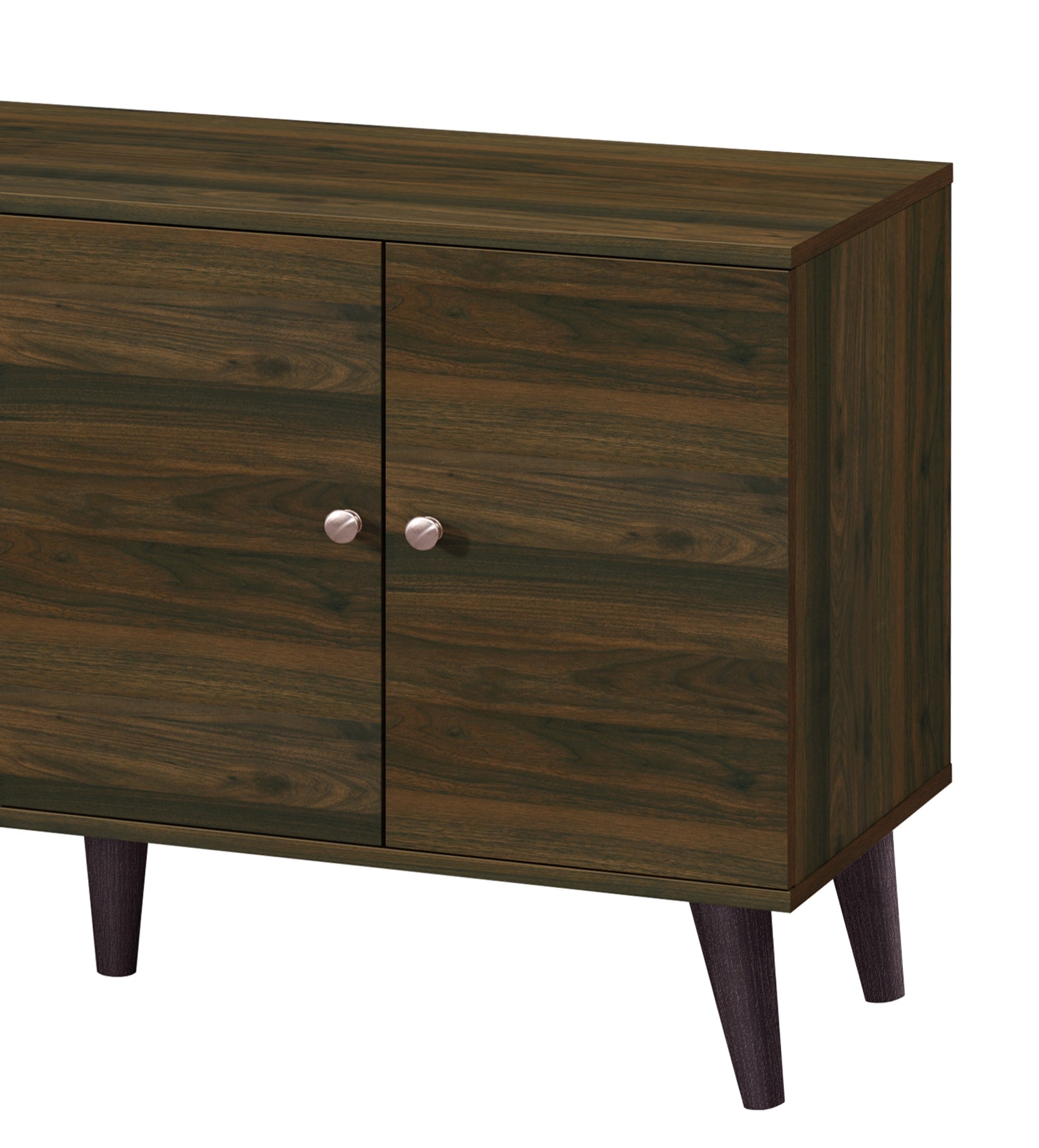 Walnut Wood TV Stand with Storage Shelves & Cabinet for Living Room