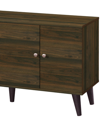 Walnut Wood TV Stand with Storage Shelves & Cabinet for Living Room
