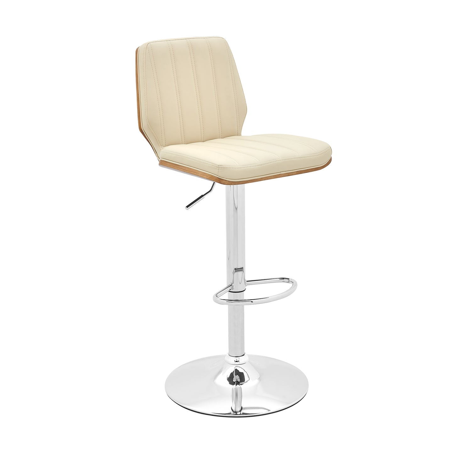 White Swivel Bar Stool - Adjustable Height Wood Metal for Dining Room