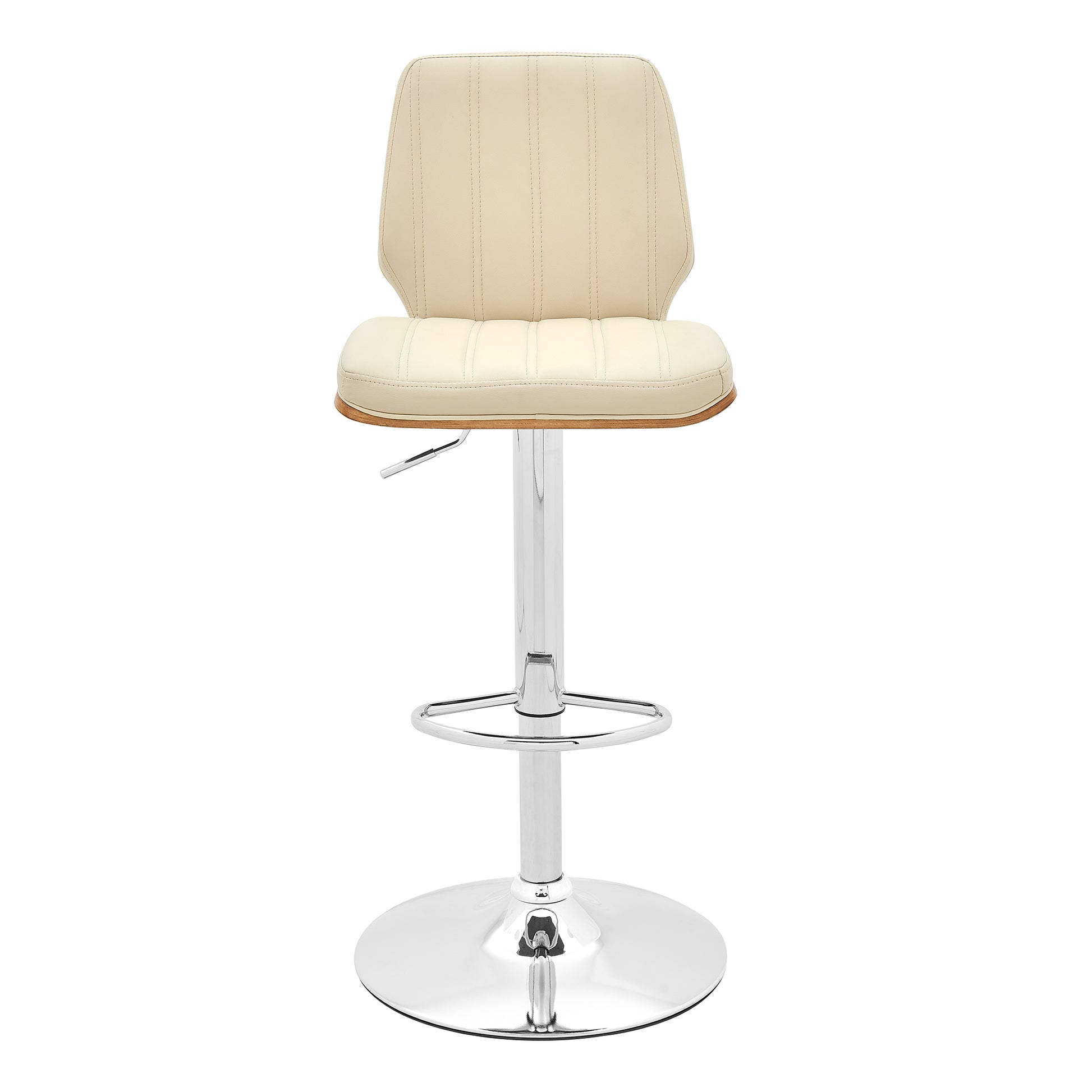White Swivel Bar Stool - Adjustable Height Wood Metal for Dining Room