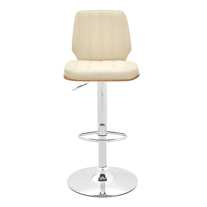 White Swivel Bar Stool - Adjustable Height Wood Metal for Dining Room