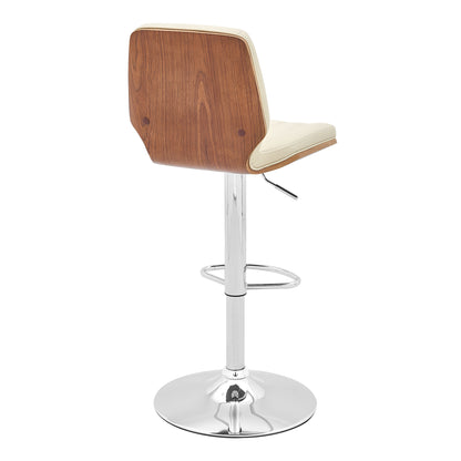 White Swivel Bar Stool - Adjustable Height Wood Metal for Dining Room