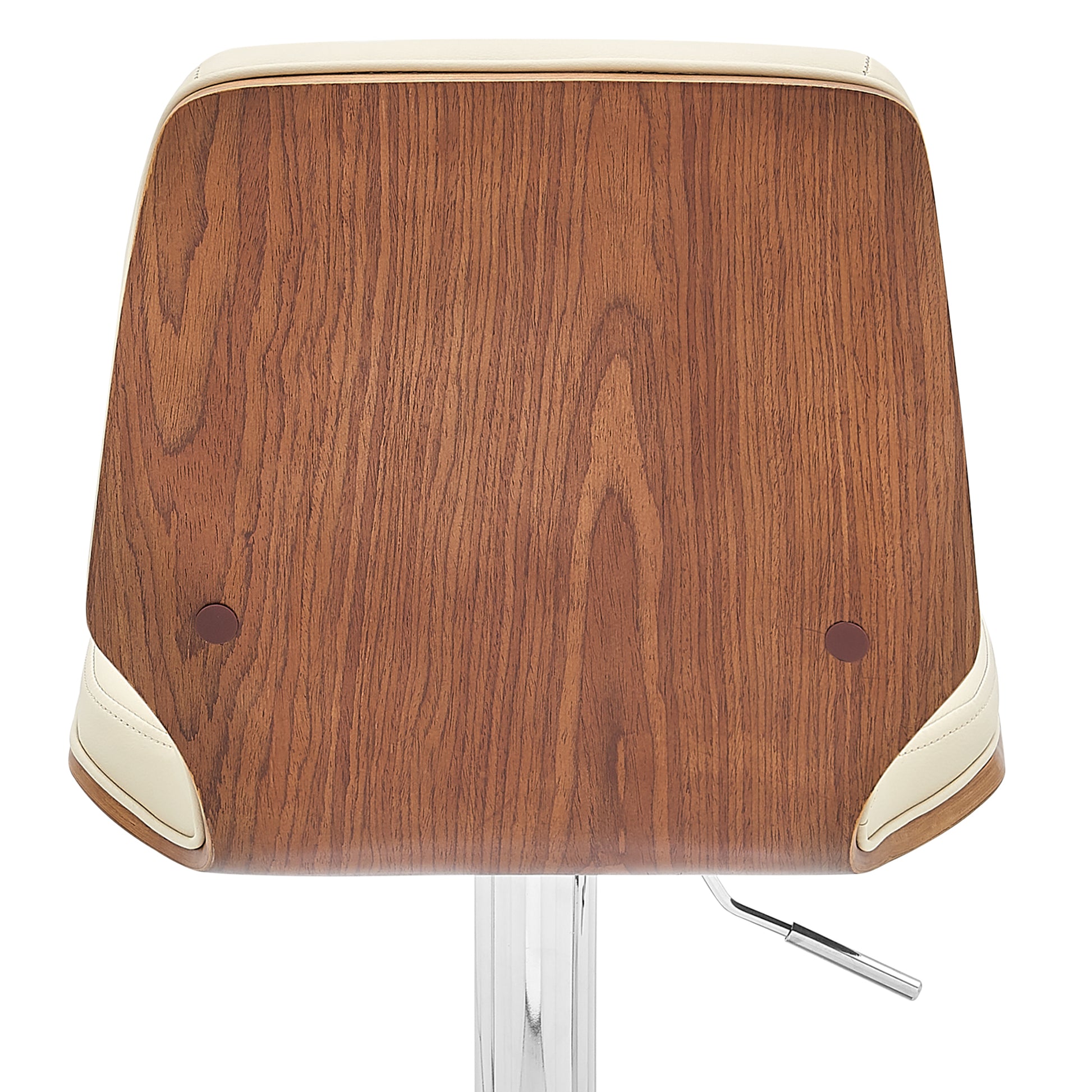 White Swivel Bar Stool - Adjustable Height Wood Metal for Dining Room