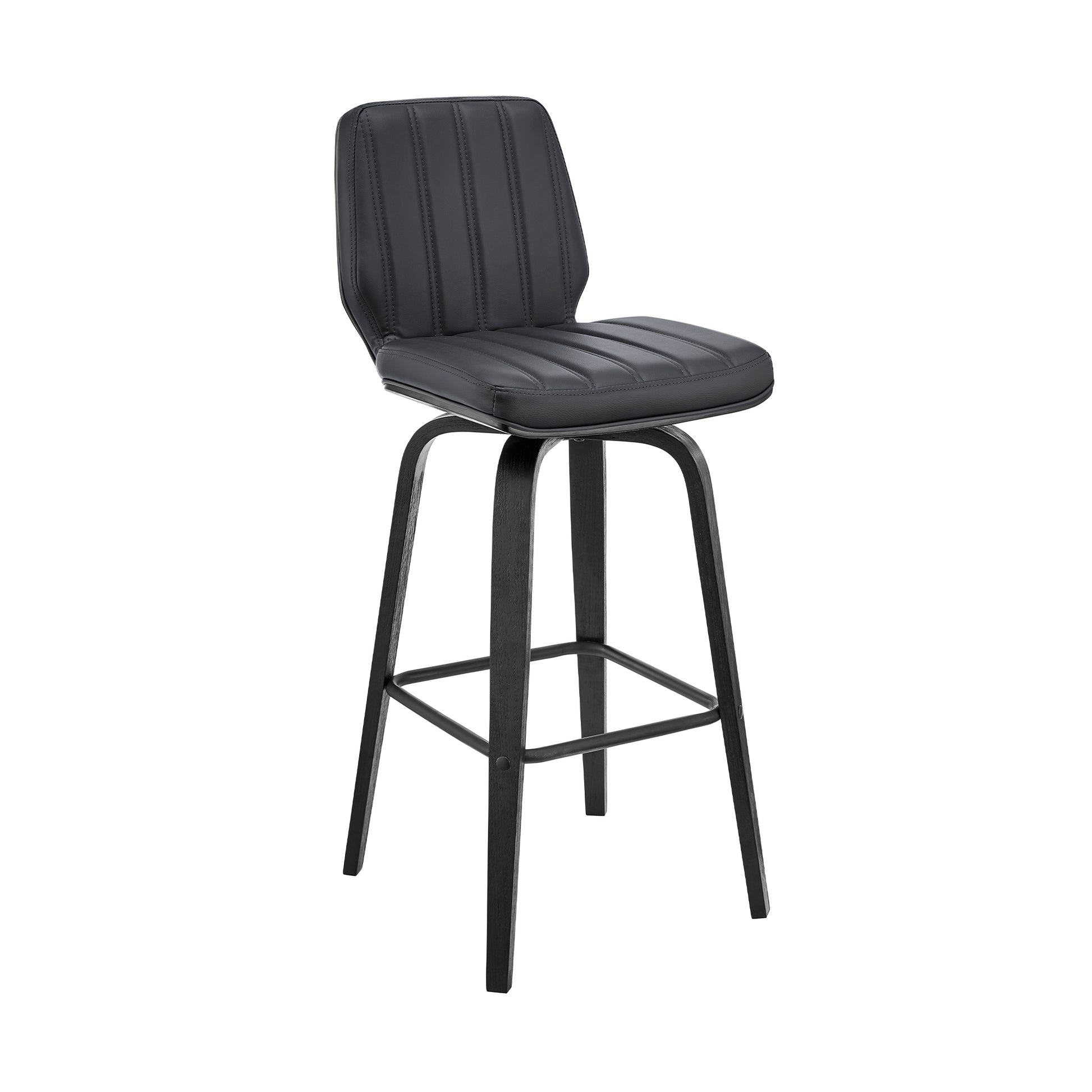 360 Swivel Bar Stool for Kitchen Island Dining Room Gray Faux Leather
