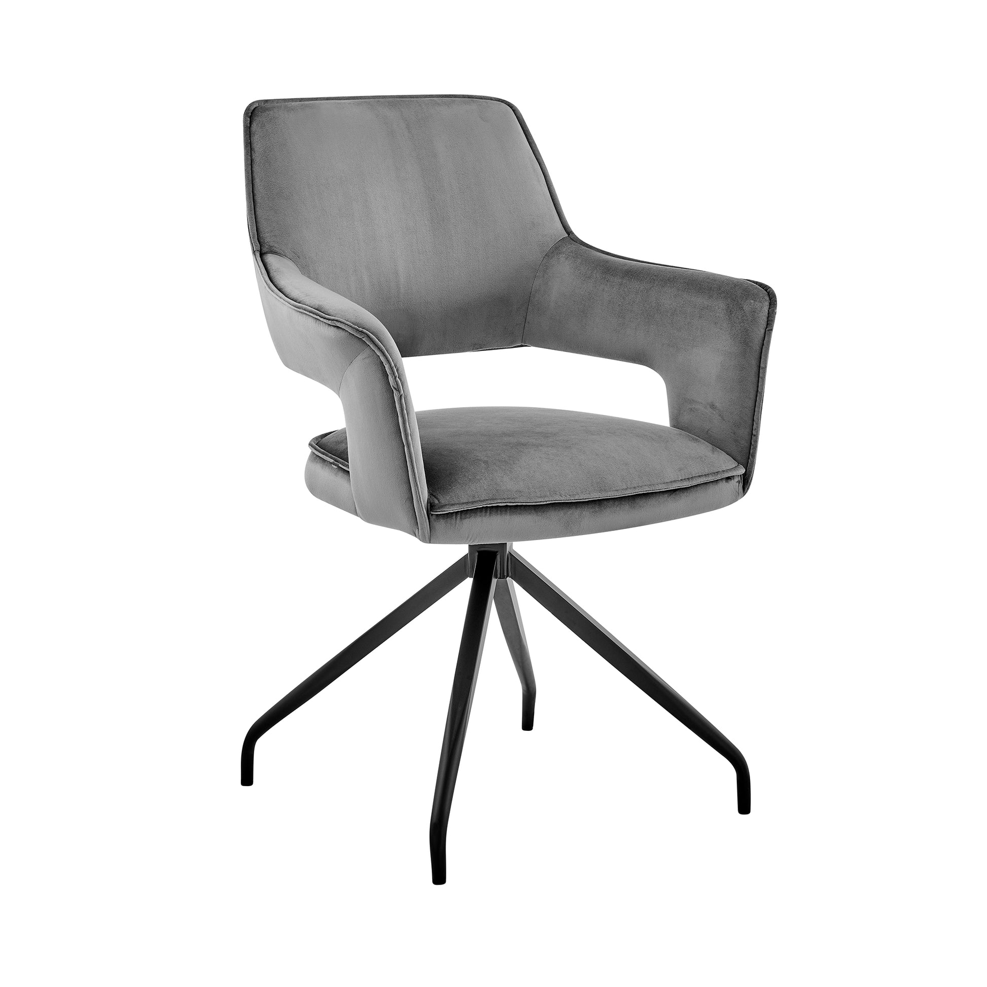 Gray Velvet Dining Chair Accent Seat for Kitchen and Dining Room