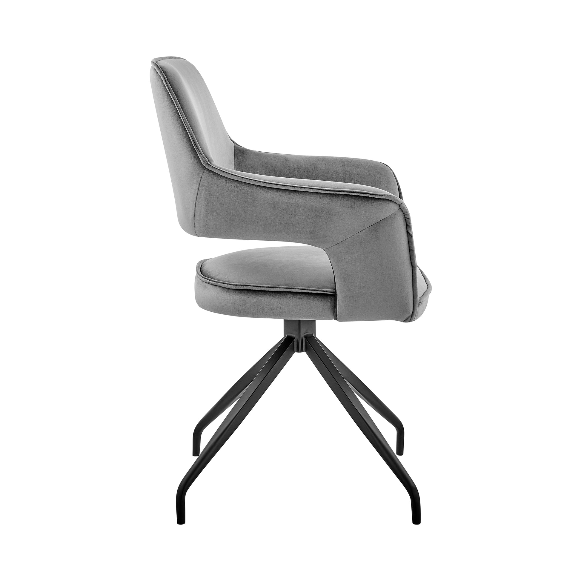 Gray Velvet Dining Chair Accent Seat for Kitchen and Dining Room