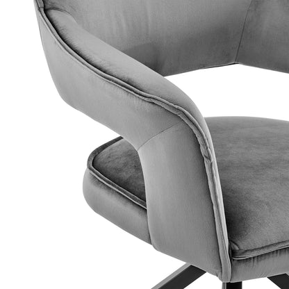 Gray Velvet Dining Chair Accent Seat for Kitchen and Dining Room