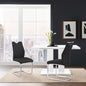 Bravo Contemporary Dining Chair In Black Faux Leather and Brushed Stainless Steel Finish - Set of 2