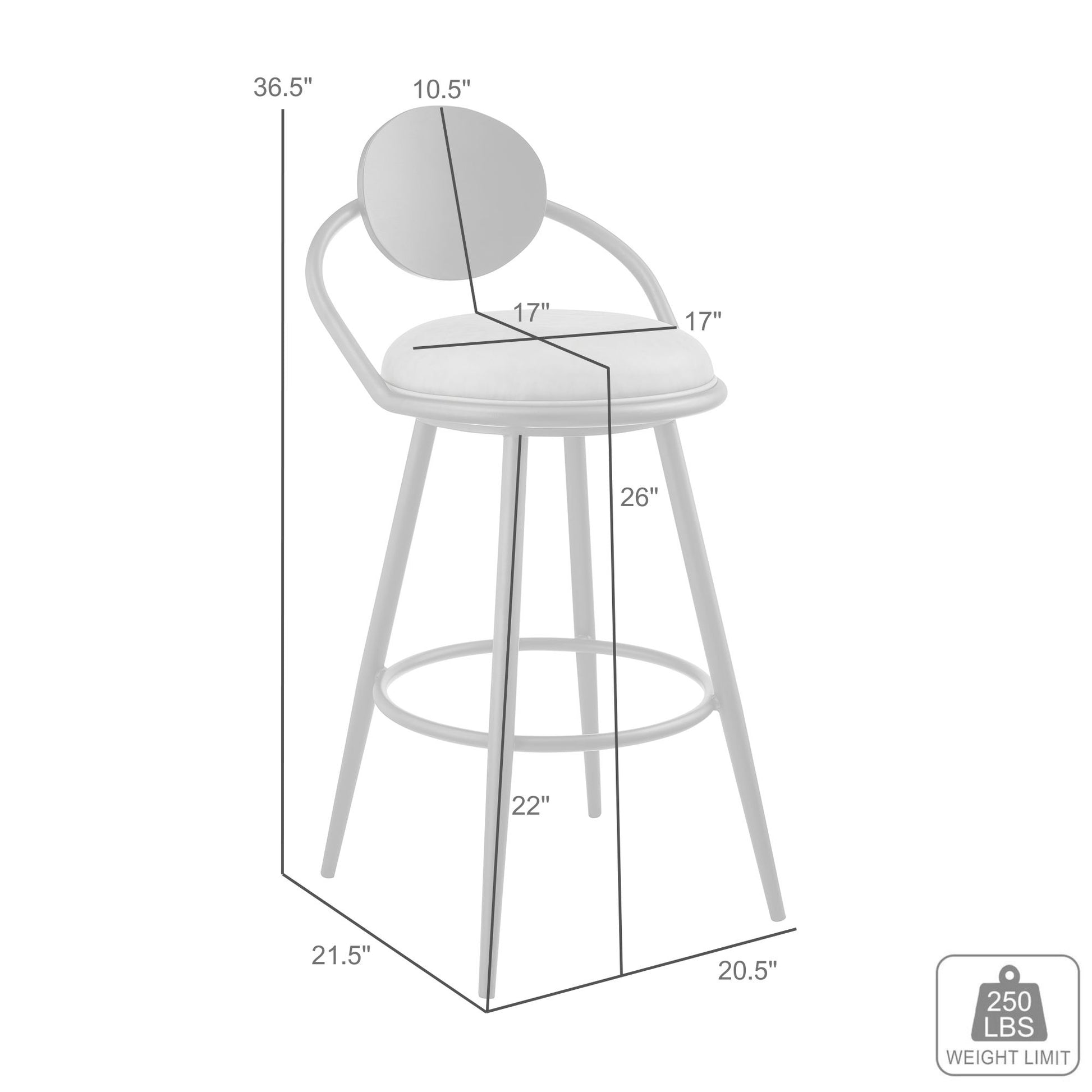 Gray Swivel Bar Stool - 30" Height Iron Base