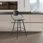 Carnation 30" Swivel Bar Stool in Black Iron with Vintage Gray Faux Leather and Black Wood Back