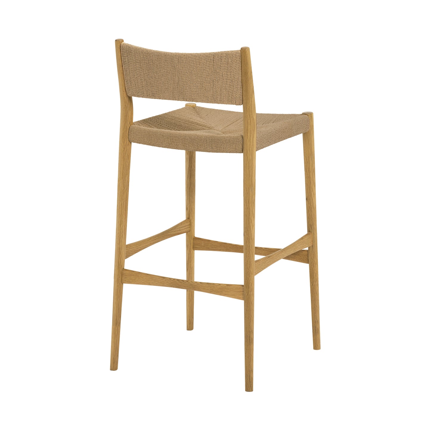 Brown Oak Dining Chair with Woven Paper Cord Seating