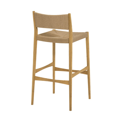 Brown Oak Dining Chair with Woven Paper Cord Seating